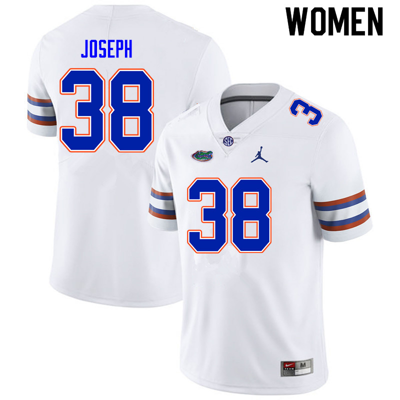 Women #38 Carlson Joseph Florida Gators College Football Jerseys Sale-White